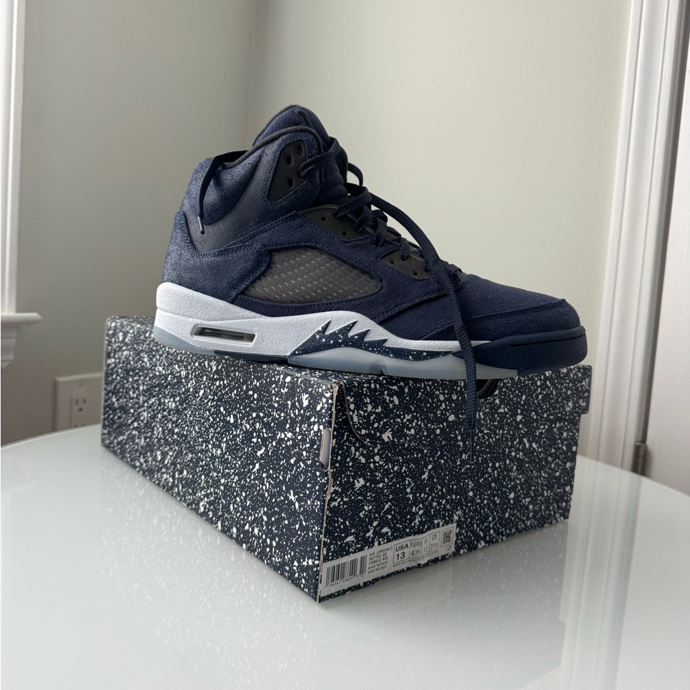 Air Jordan 5 Retro Midnight Navy Blue High-Top Sneakers Men's Size 13